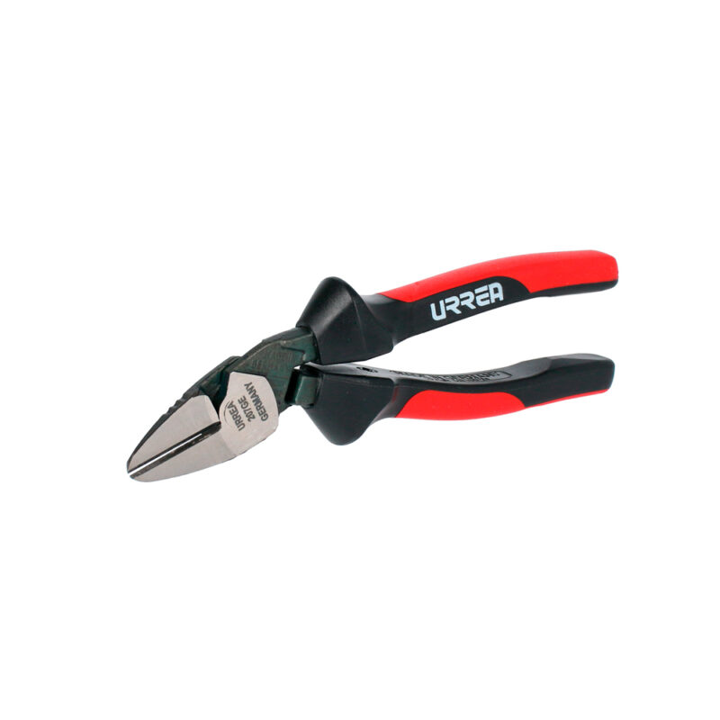 Pinza para electricista con mango bimaterial ergonómica con ángulo de 25° de 7″ Urrea 207GE