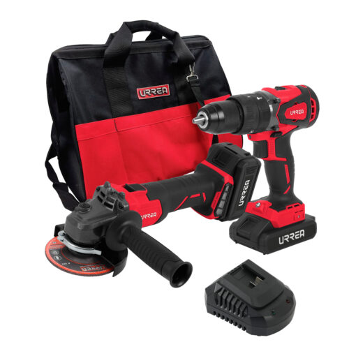 Juego de rotomartillo y esmeriladora de impacto a batería Li-ion 20 V, 2 piezas, en mochila Urrea JHI3 Juego de rotomartillo y esmeriladora de impacto a batería Li-ion 20 V, 2 piezas, en mochila Urrea JHI3